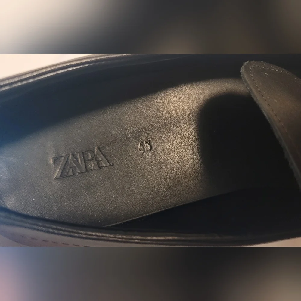Zara Black Leather Slip-On Loafers Mens Size 45 - Picture 10 of 13